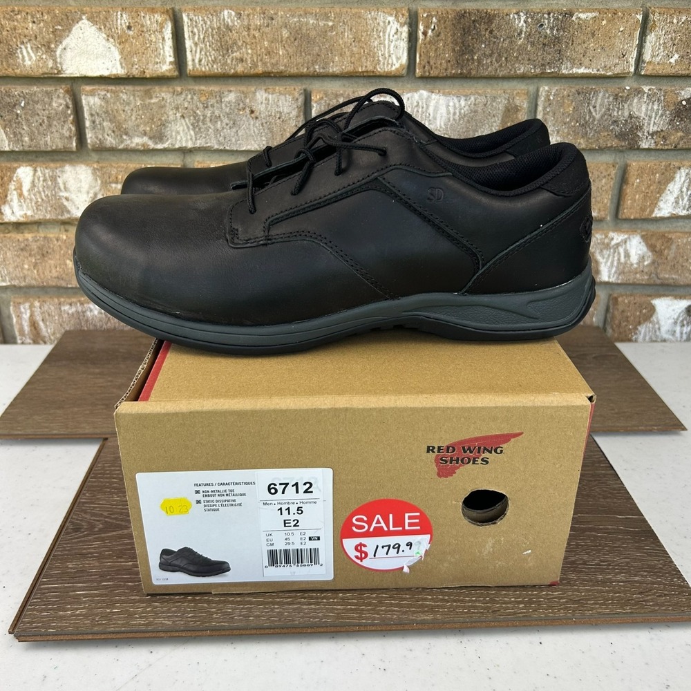 RedWing 6712 ComfortPro Composite Toe Oxford Work Shoes Mens 11.5 E2 Black NEW